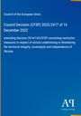Text: "Council Decision (CFSP) 2022/2477 of 16 December 2022". Hintergrund blau mit gelbem Streifen.