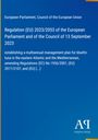 Text über EU-Regulation für Blauflossenthun. Blaues Layout mit Linienmuster. Unten rechts ein Logo.