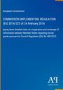 Titel: Commission Implementing Regulation (EU) 2016/323. Ein blauer Hintergrund mit gelbem Rand. Logo unten rechts.