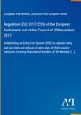 Text: Regulation (EU) 2017/2226 über ein Ein-/Ausreisesystem. Oben Überschrift, unten Logo "Antiphon Verlag". 