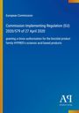 Text oben: "European Commission, Commission Implementing Regulation (EU) 2020/579 of 27 April 2020". Blau mit Logo.