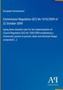 "European Commission, Regulation (EC) No 1010/2009, 22 October 2009. Blaues Design mit gelbem Rand, Logo unten."