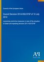 „Council Decision 2014/450/CFSP, 10 July 2014, Sudan measures“, Logo „AP Antiphon Verlag“, blauer Hintergrund.