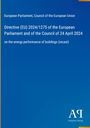 Titel: "Directive (EU) 2024/1275" zur Energieeffizienz von Gebäuden. Blauer Hintergrund, Verlag unten rechts.