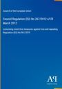 Text: Council Regulation (EU) No 267/2012 of 23 March 2012. Blaues Cover, gelbes Logo "AQ Antiphon Verlag".