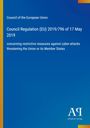 Titel: "Council Regulation (EU) 2019/796 of 17 May 2019" auf blauem Hintergrund. Unten rechts gelb-roter Rand.