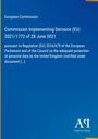 Text über die Entscheidung der Europäischen Kommission zu Datenschutz. Blaues Design mit Logo unten rechts.