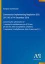 Text: Commission Implementing Regulation (EU) 2017/65. Hintergrund: Blau mit gelben und orangefarbenen Streifen.