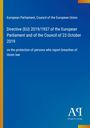 Text über ein EU-Dokument zum Schutz von Hinweisgebern, blauer Hintergrund, links gelber Streifen, unten "Antiphon Verlag".