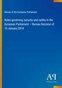 Bureau of the European Parliament. Regeln zu Sicherheit im EU-Parlament, Beschluss vom 15. Januar 2018. Blaues Design.
