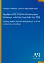 Regulation (EU) 2018/946 des EU-Parlaments über Insolvenzverfahren, blau-orange, Logo unten rechts.