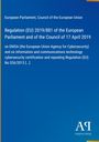 Text über eine EU-Verordnung zu Cybersicherheit, ENISA. Unten rechts ein Logo: "AR Antiphon Verlag" auf blauem Hintergrund.