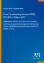 "Council of the European Union. Council Implementing Decision (CFSP) 2017/415 of 7 March 2017. Logo: Antiphon Verlag, blau."