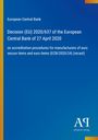 "Decision (EU) 2020/637 of the European Central Bank of 27 April 2020", blauer Hintergrund, Verlag-Logo unten rechts.