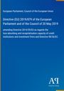 Directive (EU) 2019/879 des Europäischen Parlaments und des Rates. Blauer Hintergrund mit Verlagssignatur.