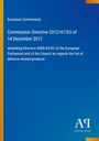 Oben steht "European Commission", darunter der Titel einer EU-Direktive. Blaues Cover mit einem gelben Streifen links.