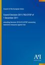 Text: "Council Decision 2011/783/CFSP of 1 December 2011" auf blauem Hintergrund, Logo "Antiphon Verlag".