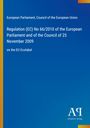 Text: "Regulation (EC) No 66/2010... EU Ecolabel." Oben Links ist ein gelber Streifen, unten ein Logo, blauer Hintergrund.