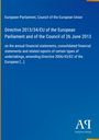 Directive 2013/34/EU zu Finanzberichten. Blau-gelber Hintergrund, Logo: "AR Antiphon Verlag".