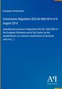 Text: "European Commission, Commission Regulation (EU) No 868/2014 of 8 August 2014." Blaues Poster mit weißem Text.