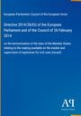 Directive 2014/28/EU über die Harmonisierung der Gesetze für den zivilen Einsatz von Sprengstoffen. Blaues Design.