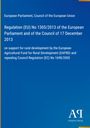 Text: "Regulation (EU) No 1305/2013...", oben links Gelb-Oranges Band, Logo unten rechts, blauer Hintergrund.