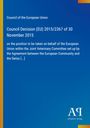 Council of the European Union, Entscheidung 2015/2367, EU und Schweiz; Blau mit gelbem Rand und Logo in der Ecke.