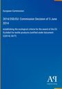 Text: "European Commission. 2014/350/EU: Commission Decision of 5 June 2014." Einfache, blaue Gestaltung mit Logo unten.