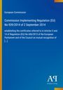 Europäische Kommission, Verordnung (EU) Nr. 939/2014, 2. Sept. 2014. Blauer Hintergrund mit gelbem Rand.