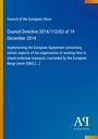 Council Directive 2014/112/EU, 19 Dec 2014, Arbeitszeit in der Binnenschifffahrt. Blaues Layout mit gelben Akzenten.