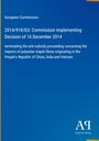Text über EU-Entscheidung 2014 zur Beendigung eines Antisubventionsverfahrens, blauer Hintergrund, Verlag-Logo.