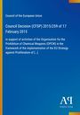 „Council Decision (CFSP) 2015/259 of 17 February 2015“ in Weiß auf blauem Hintergrund, Logo unten.