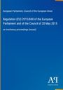 Regulation (EU) 2015/848 vom 20. Mai 2015 über Insolvenzverfahren. Blau mit gelbem Rand, Logo unten rechts.