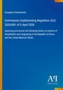 Text über EU-Verordnung zu Anti-Dumping-Zöllen auf Importe von Terephthalsäure aus Korea und Mexiko. Blauer Hintergrund.