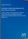 Text über EU-Verordnung zur Einführung von Antidumpingzöllen auf Glasfaserstoffe. Blauer Hintergrund. 