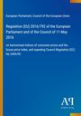 Text auf blauem Hintergrund: "Regulation (EU) 2016/792... of 11 May 2016... No 2494/95". Unten rechts: "Antiphon Verlag".