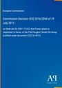 Commission Decision (EU) 2016/2068 vom 29. Juli 2013. Blaues Cover, gelber Rand. Logo "A?" unten.