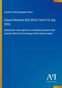 "Council Directive (EU) 2016/1164 of 12 July 2016" auf blauem Hintergrund mit einem gelben Rand. Logo "Antiphon Verlag".
