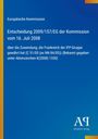 Blauer Hintergrund mit weißen Texten der EU über eine Entscheidung zur Zuwendung. Unten rechts ein weißes Logo.