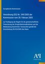 Text über EU-Verordnung von 2005 zur Finanzierung von Dringlichkeitsmaßnahmen, blaue Hintergrundfarbe, Verlagslogo.