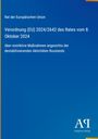Text zur Verordnung der EU gegen Russlands Aktivitäten, blaues Hintergrund, weißer Text. Logo: "Antiphon Verlag" in Weiß.