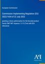 Text zur Verordnung der EU-Kommission auf blauem Hintergrund, mit einem Logo "ΑΡ Antiphon Verlag" unten.