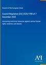 Text: Titel der EU-Verordnung vom 7. Dezember 2020 zu Menschenrechtsverletzungen. Unten Logo: Antiphon Verlag.
