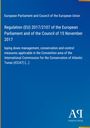 Regulation (EU) 2017/2107 des EU-Parlaments, 15. November 2017. Blau-Hintergrund, Logo rechts unten.