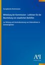 Text: "Europäische Kommission", "Mitteilung der Kommission - Leitlinien für die Beurteilung von staatlichen Beihilfen", "zur Rettung und Umstrukturierung von Unternehmen in Schwierigkeiten", "Antiphon Verlag". Blaues Layout mit gelbem Rand.
