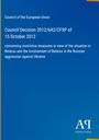 Text beschreibt eine Entscheidung der EU vom 15. Oktober 2012 zu Maßnahmen gegen Belarus wegen Russlands Angriff auf die Ukraine.