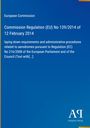 Text der EU-Verordnung Nr. 139/2014, Anforderungen und Verfahren für Flughäfen. Blaues Design, Verlag-Logo unten.