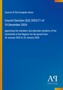 Council of the European Union Entscheidung EU 2025/71, 10. Dezember 2024. Blau mit gelbem Rand, weißer Text.