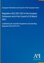 Titel: Regulation (EU) 2021/523, InvestEU Programme. Blaues Cover mit gelbem Rand und weißem Text. Logos unten rechts.