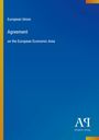 "European Union Agreement on the European Economic Area." Blau mit gelbem Rand, Logo unten rechts: "Antiphon Verlag".